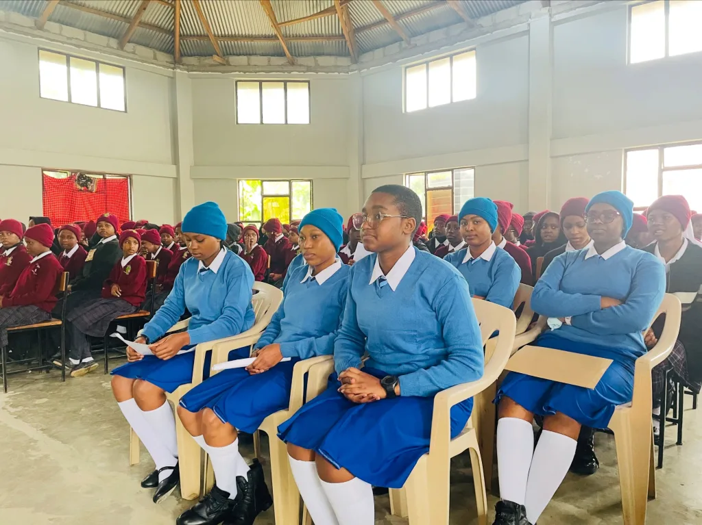 Form 5 students in blue uniform