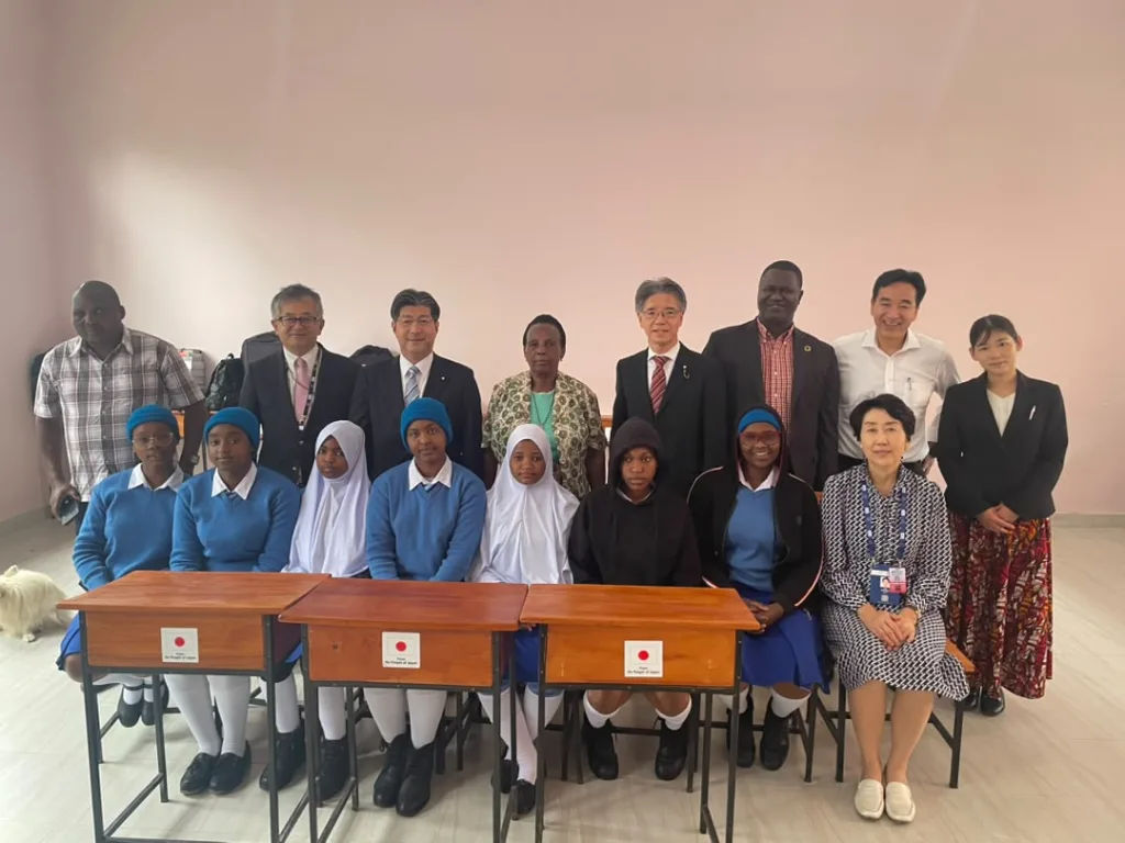 Japanese Diet members and Ambassador Yoichi Mikami at Sakura Girls Secondary School on 5 October 2026.
